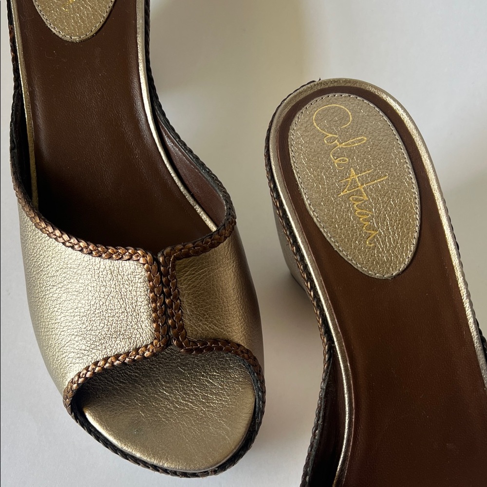 Cole Haan vintage Silver, Metalic Open-Toe Clog Mule new 9.5 - Picture 16 of 16